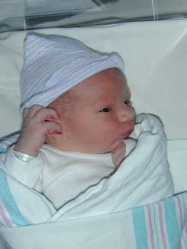 Drew in his hospital hat