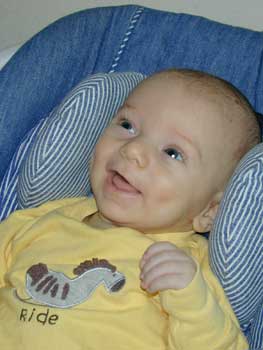 Drew in his car seat