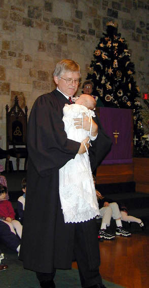 Bob Bruce carrying me to meet the congregation